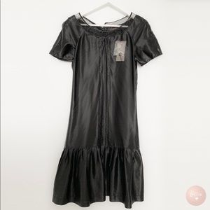 Reiss Black Satin Style 1920s Dress